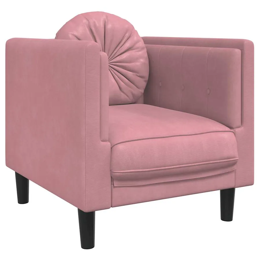 Fauteuil avec coussin rose velours - 2