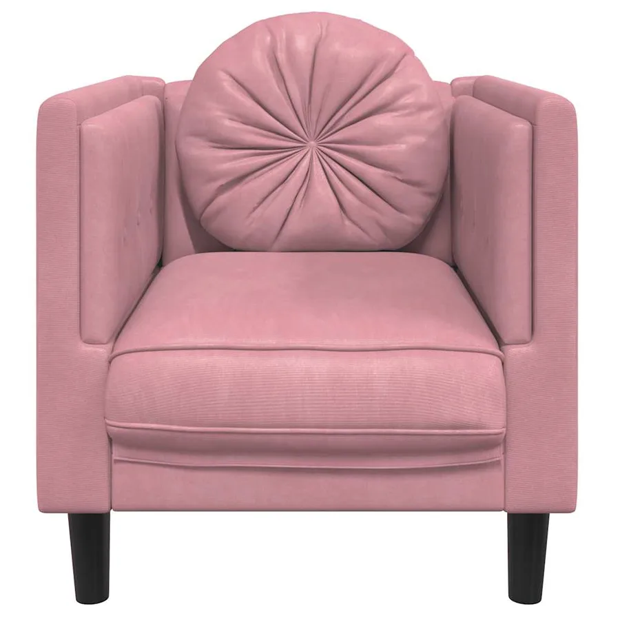Fauteuil avec coussin rose velours - 4