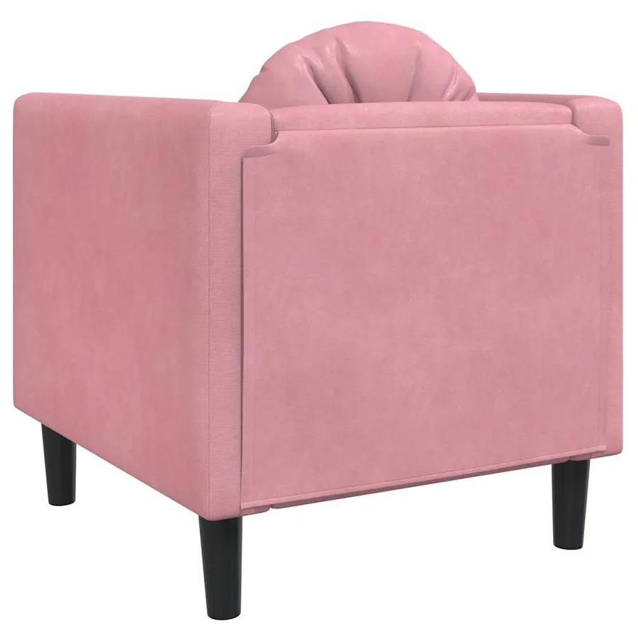 Fauteuil avec coussin rose velours - 6