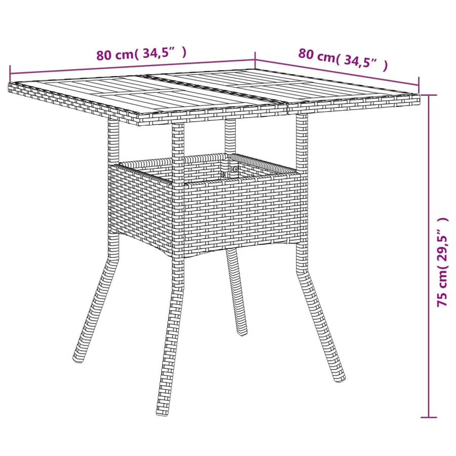 Table de jardin et dessus en bois d'acacia noir résine tressée - 11