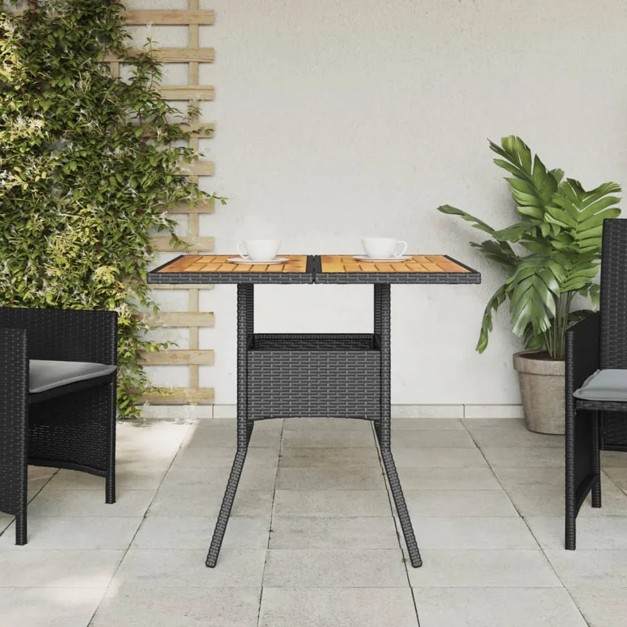 Table de jardin et dessus en bois d'acacia noir résine tressée - 3