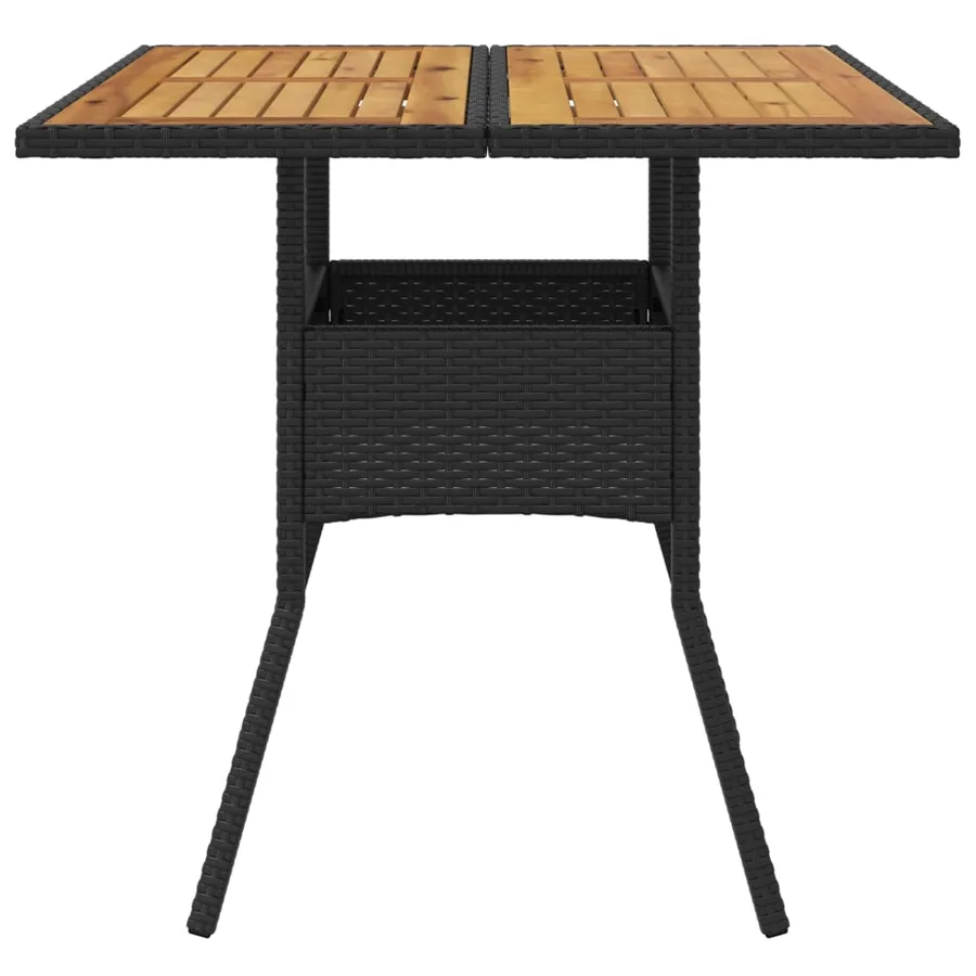 Table de jardin et dessus en bois d'acacia noir résine tressée - 4