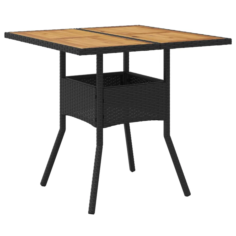 Table de jardin et dessus en bois d'acacia noir résine tressée - 6