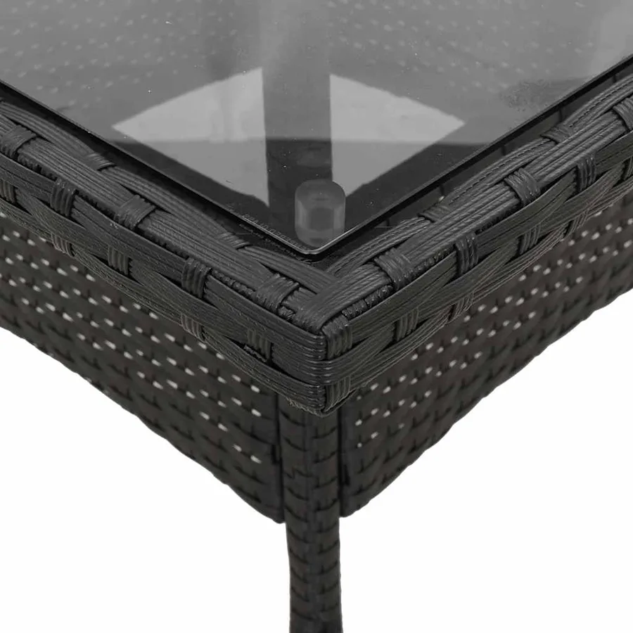 Ensemble à manger de jardin et coussins 3 pcs noir rotin verre - 6