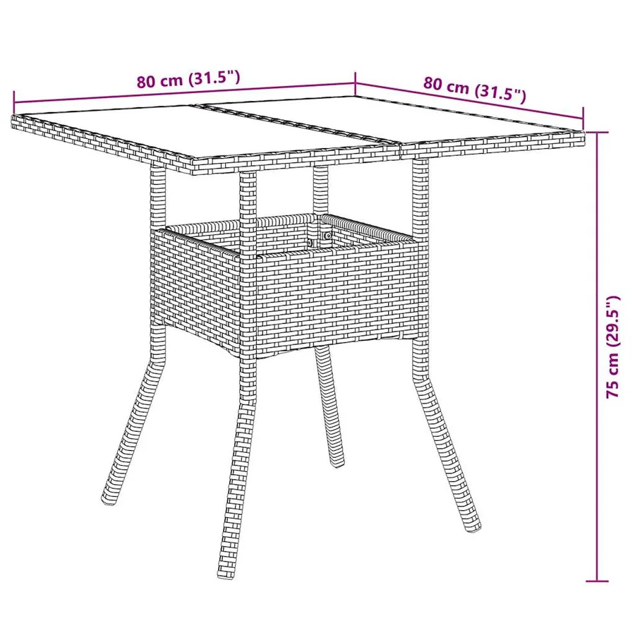Ensemble à manger de jardin et coussins 3 pcs noir rotin verre - 9