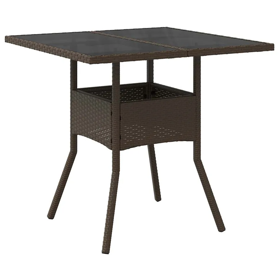 Ensemble à manger de jardin et coussins 3pcs marron rotin verre - 4