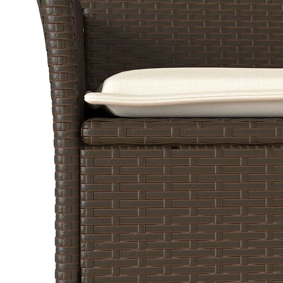Ensemble à manger de jardin et coussins 3pcs marron rotin verre - 5