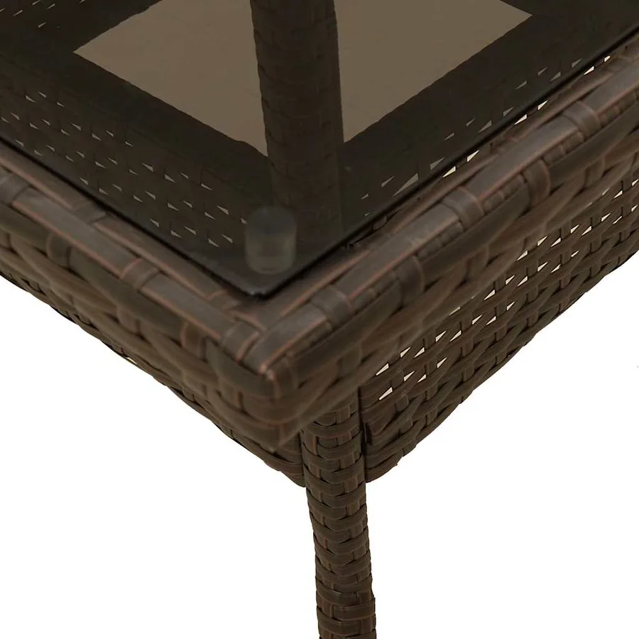 Ensemble à manger de jardin et coussins 3pcs marron rotin verre - 6