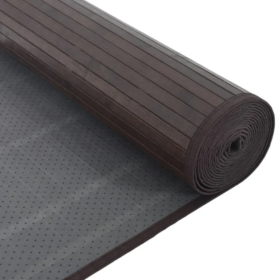 Tapis rectangulaire marron foncé 80x100 cm bambou - 5