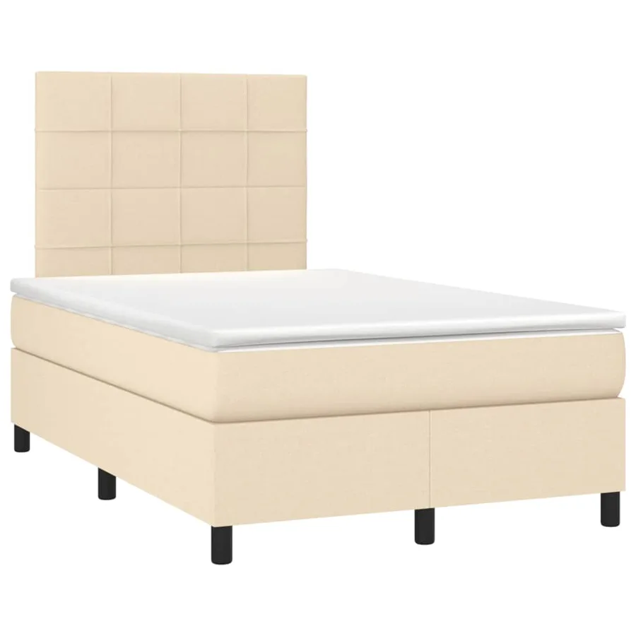 Sommier à lattes de lit avec matelas crème 120x190 cm tissu - 2