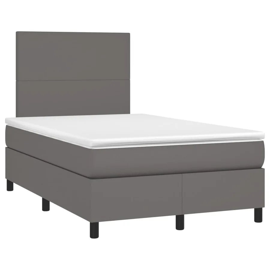 Sommier à lattes de lit avec matelas gris 120x190 cm similicuir - 2