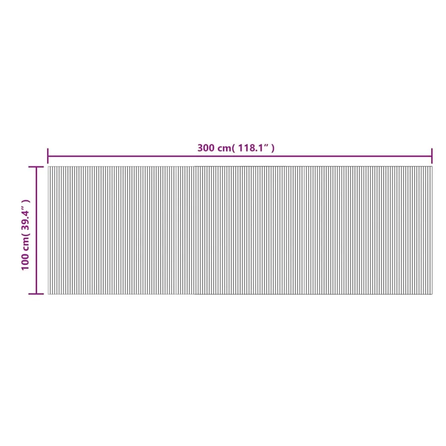 Tapis rectangulaire gris 100x300 cm bambou - 8