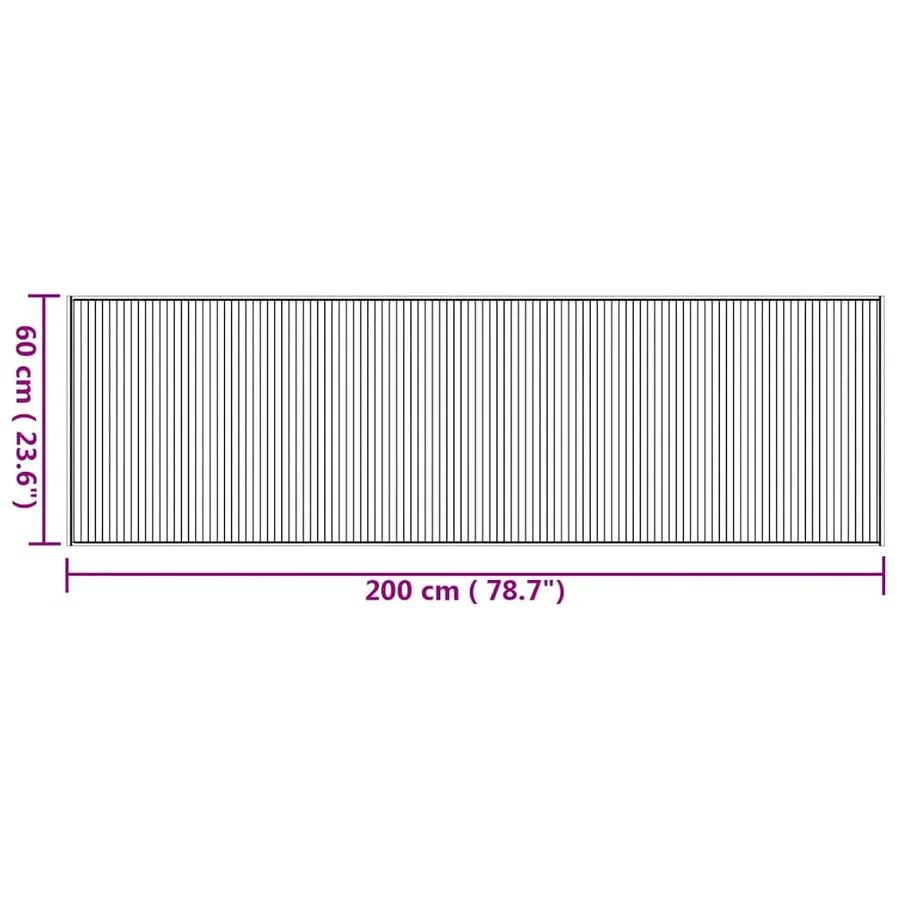 Tapis rectangulaire naturel 60x200 cm bambou - 8