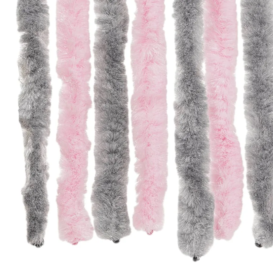 Rideau anti-mouches gris argenté et rose 118x220 cm chenille - 6