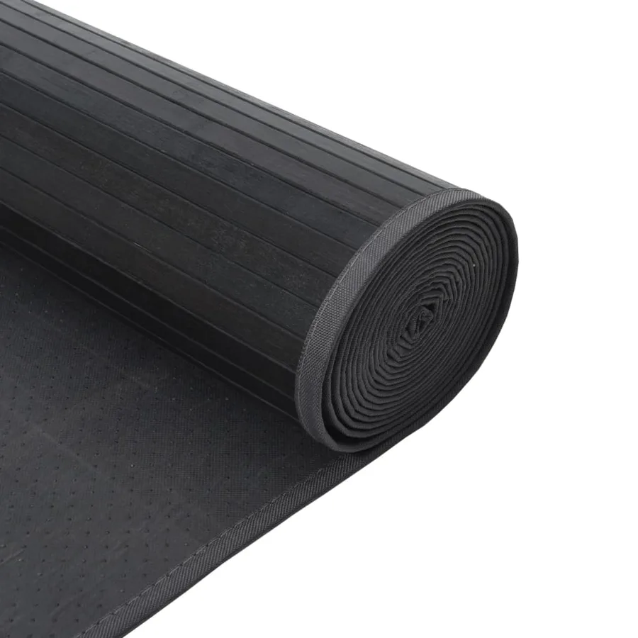 Tapis rectangulaire gris 100x400 cm bambou - 5