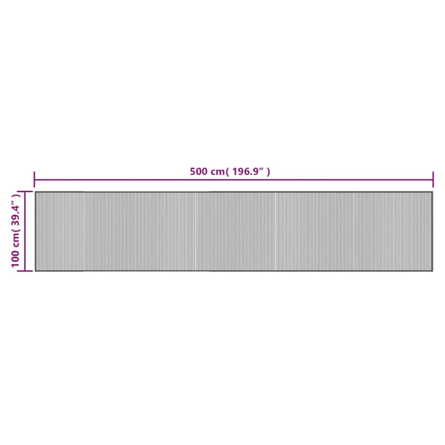Tapis rectangulaire gris 100x500 cm bambou - 8