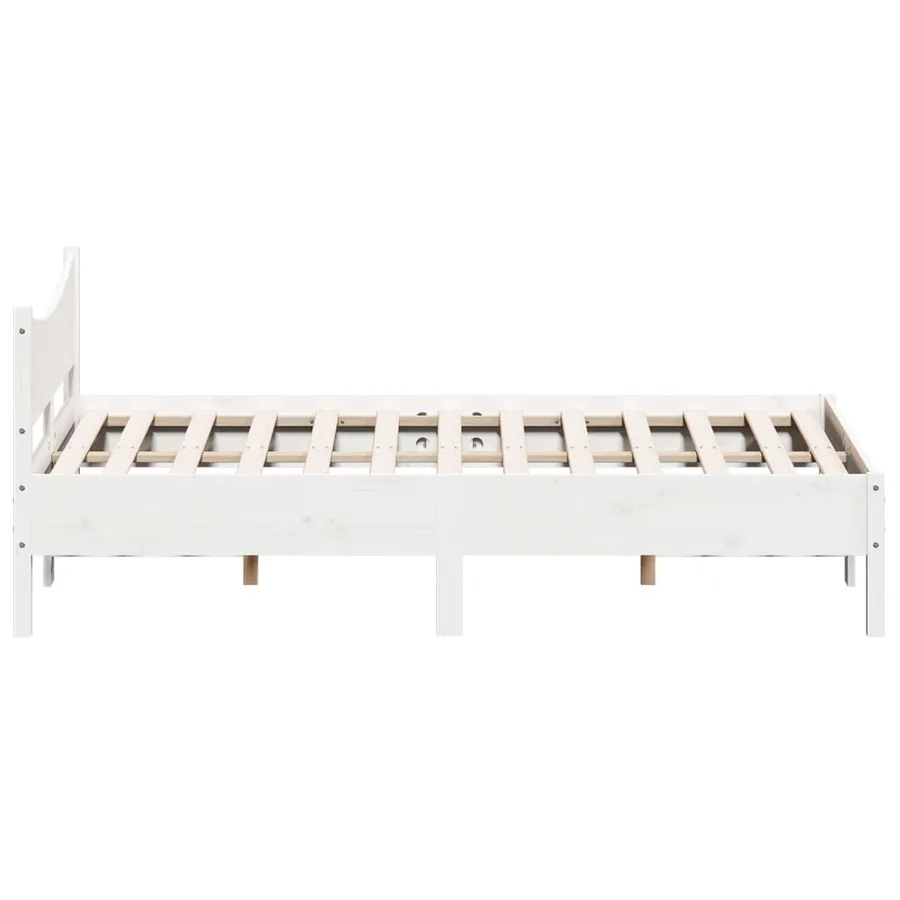 Cadre de lit sans matelas blanc 135x190 cm bois de pin massif - 5