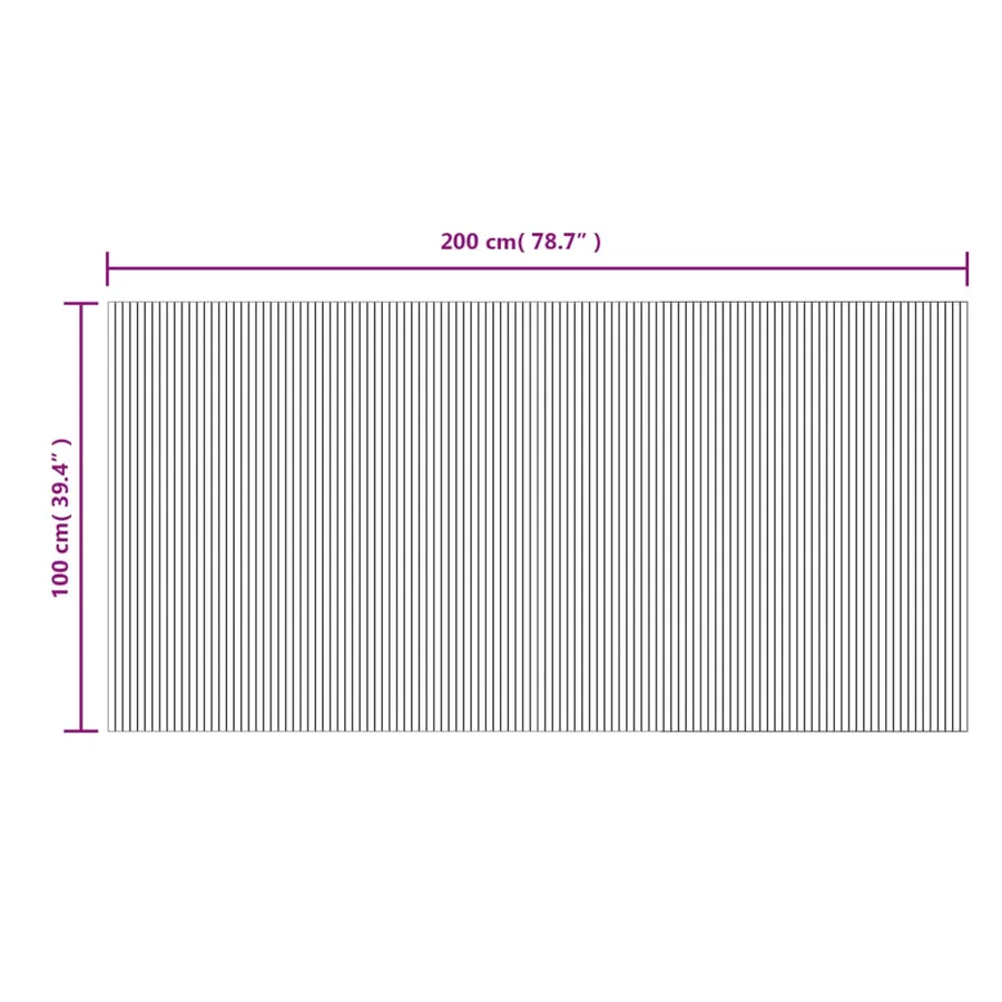 Tapis rectangulaire marron foncé 100x200 cm bambou - 8