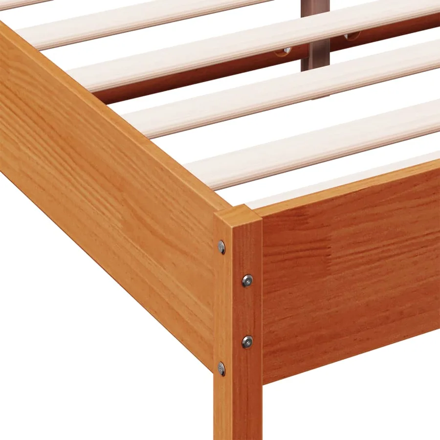 Cadre de lit sans matelas cire marron 140x190cm bois pin massif - 7