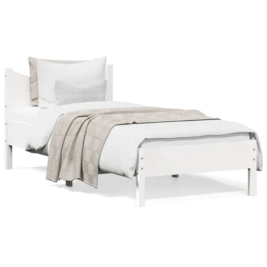 Cadre de lit sans matelas blanc 90x200 cm bois de pin massif - 2