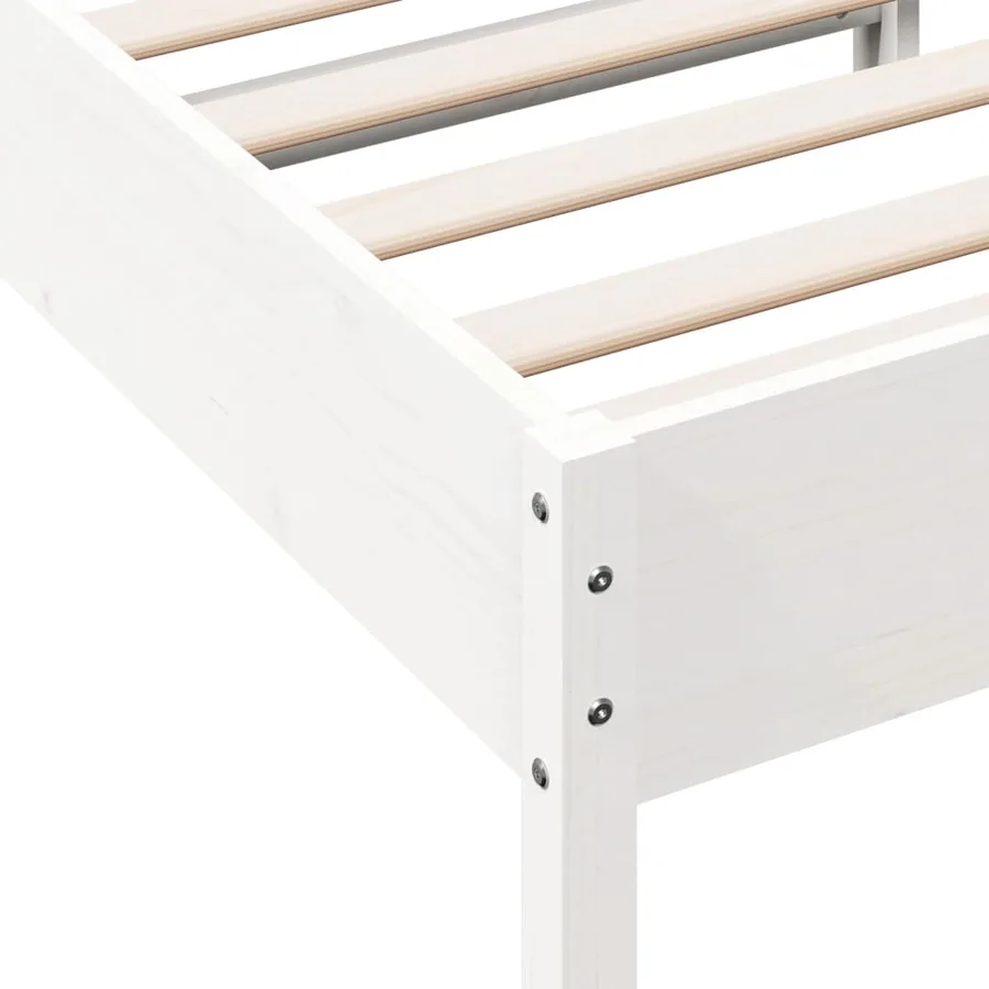 Cadre de lit sans matelas blanc 90x200 cm bois de pin massif - 7