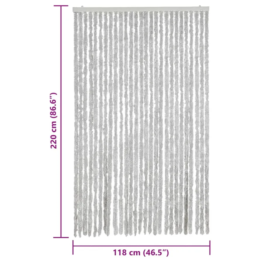 Rideau anti-mouches gris 118x220 cm chenille - 7