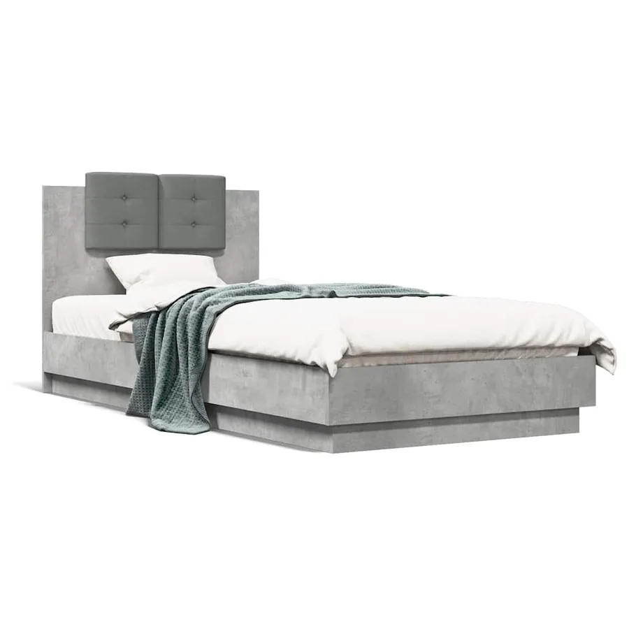 Cadre de lit sans matelas gris béton 90x200 cm - 2
