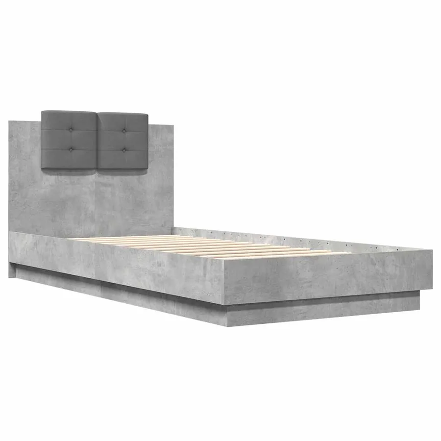 Cadre de lit sans matelas gris béton 90x200 cm - 3