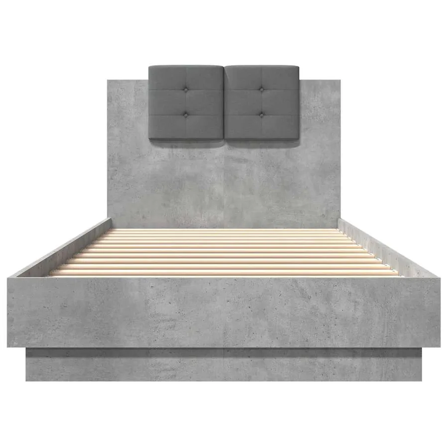 Cadre de lit sans matelas gris béton 90x200 cm - 4