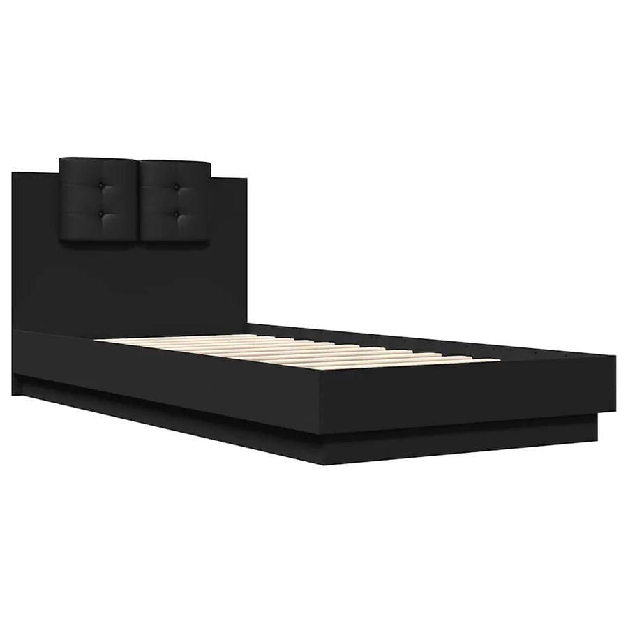 Cadre de lit sans matelas noir 90x200 cm - 3