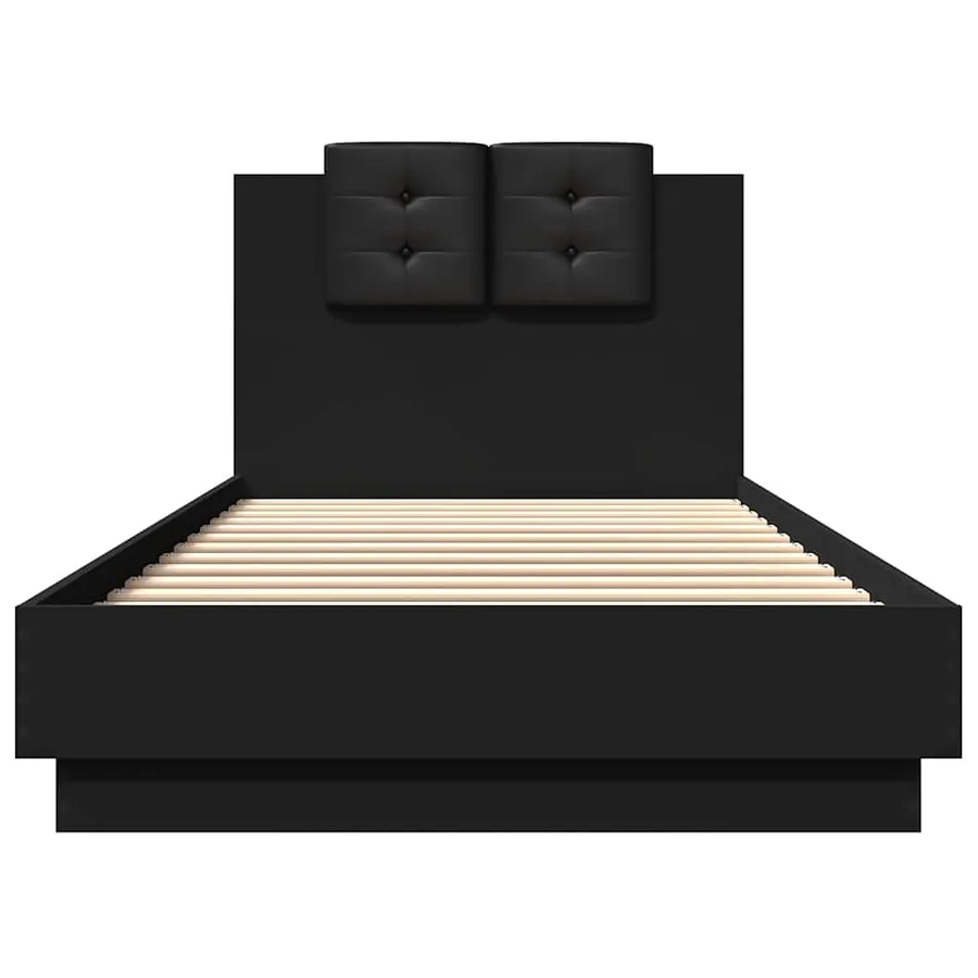 Cadre de lit sans matelas noir 90x200 cm - 4