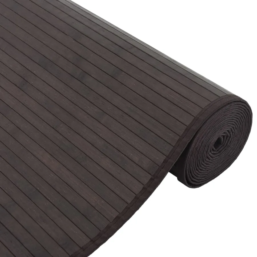 Tapis rectangulaire marron foncé 80x200 cm bambou - 4