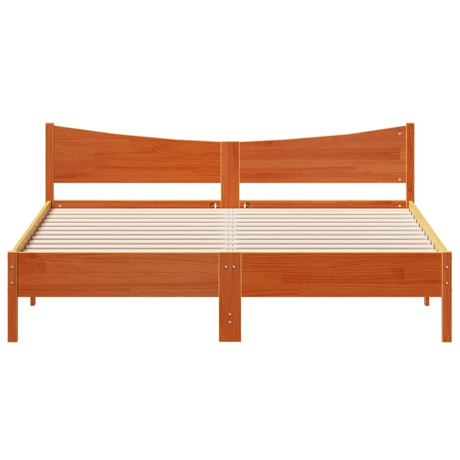 Cadre de lit sans matelas cire marron 180x200cm bois pin massif - 4