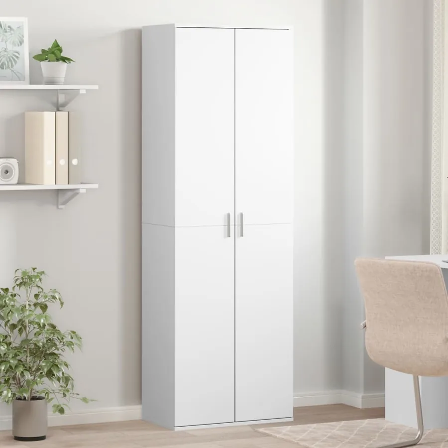 Buffet haut blanc 60x35x180 cm bois d’ingénierie