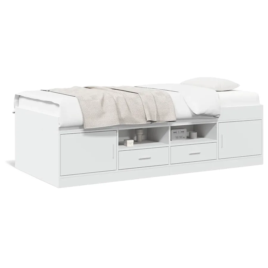 Lit de jour avec tiroirs sans matelas blanc 100x200 cm - 2