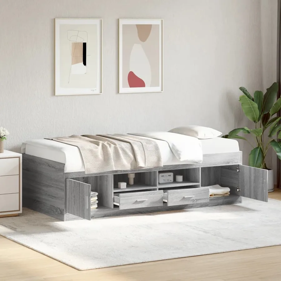 Lit de jour avec tiroirs sans matelas sonoma gris 100x200 cm
