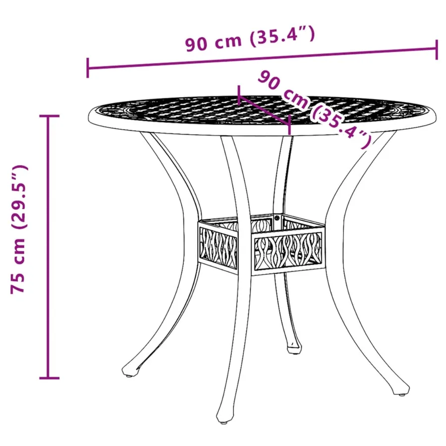 Table de jardin vert Ø90x75 cm aluminium coulé - 11