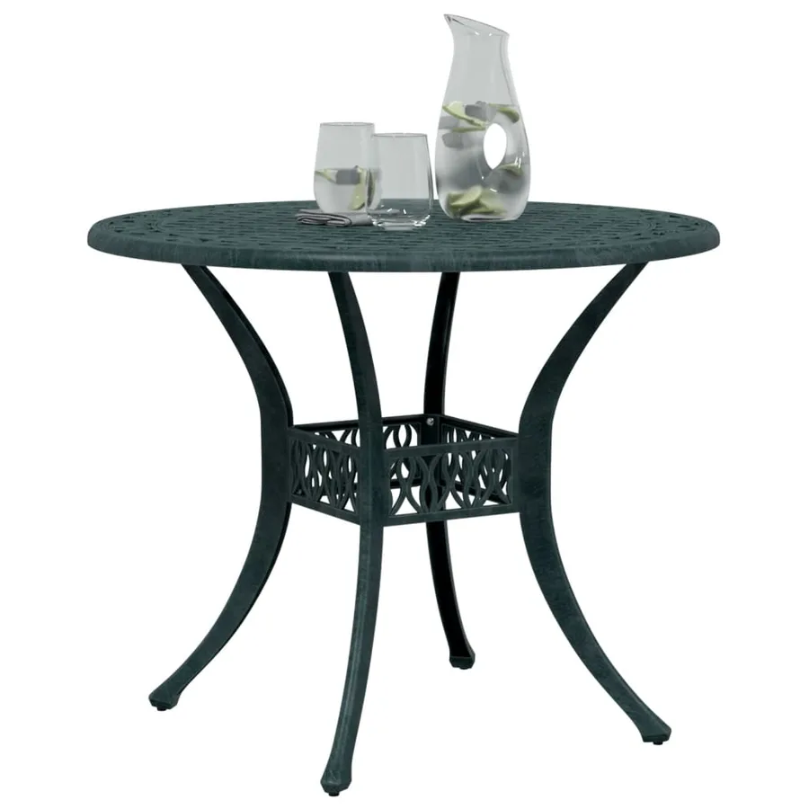 Table de jardin vert Ø90x75 cm aluminium coulé - 4