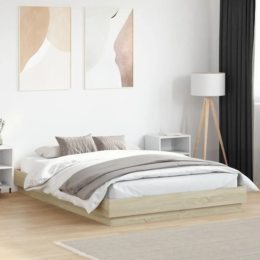 Cadre de lit sans matelas chêne sonoma 120x200 cm