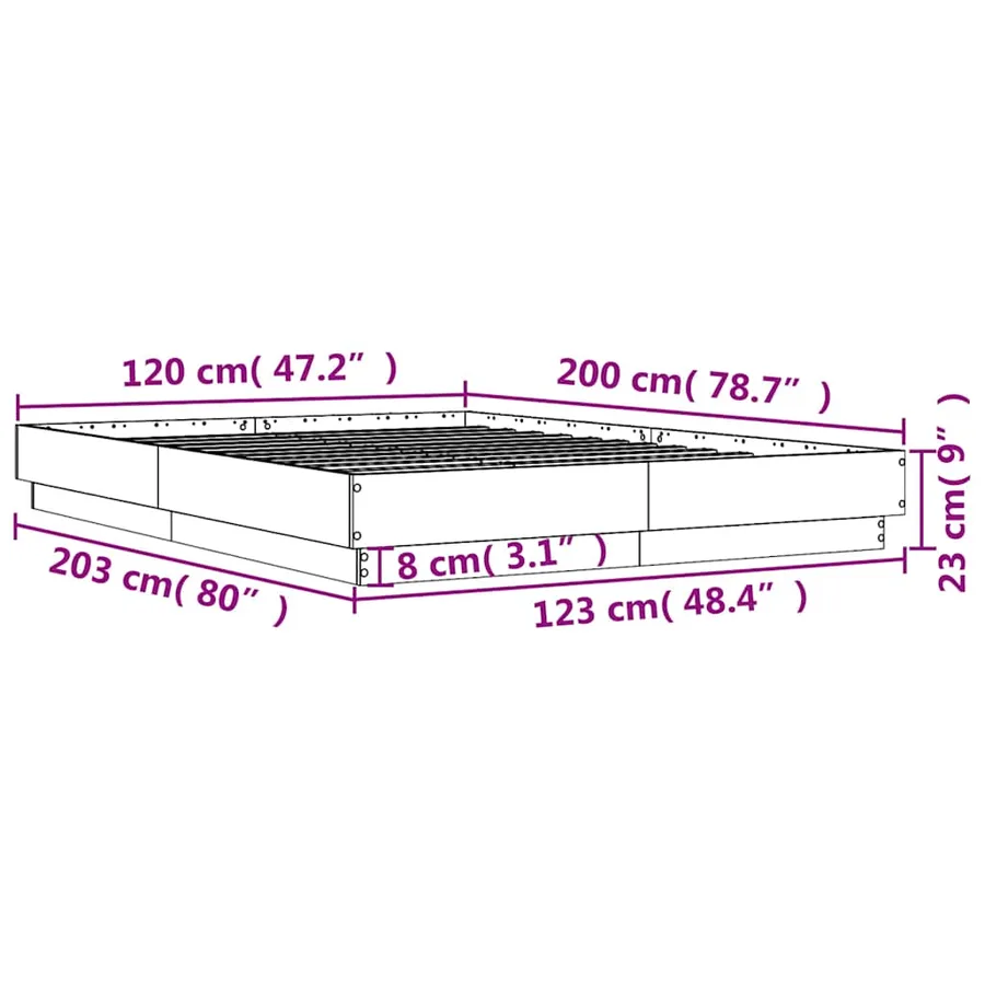 Cadre de lit sans matelas chêne sonoma 120x200 cm - 9