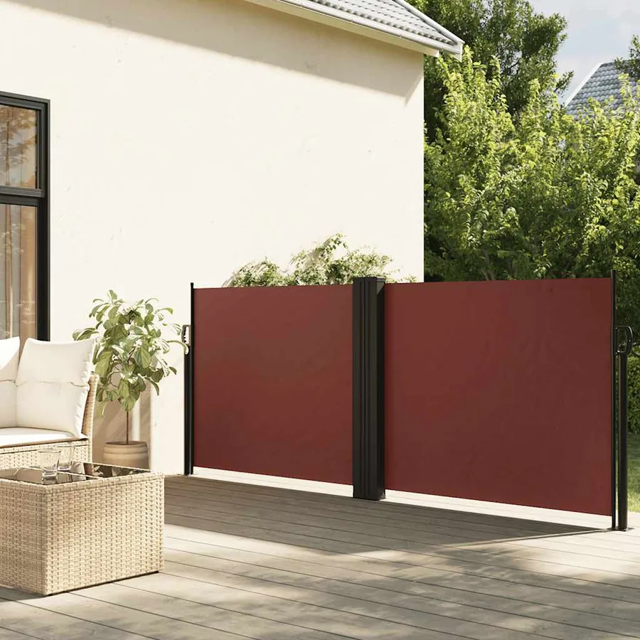 Auvent latéral rétractable marron 120x1200 cm