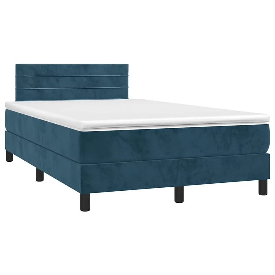 Sommier à lattes de lit avec matelas LED bleu foncé 120x190 cm - 3