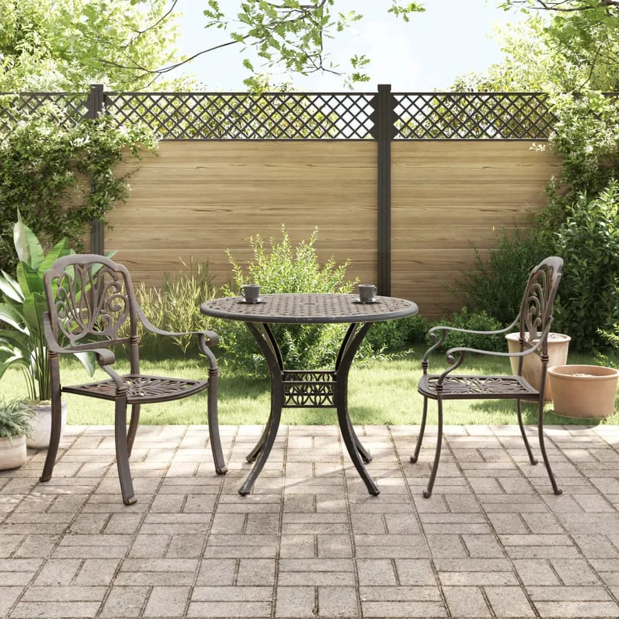 Ensemble de bistrot 3 pcs bronze aluminium coulé