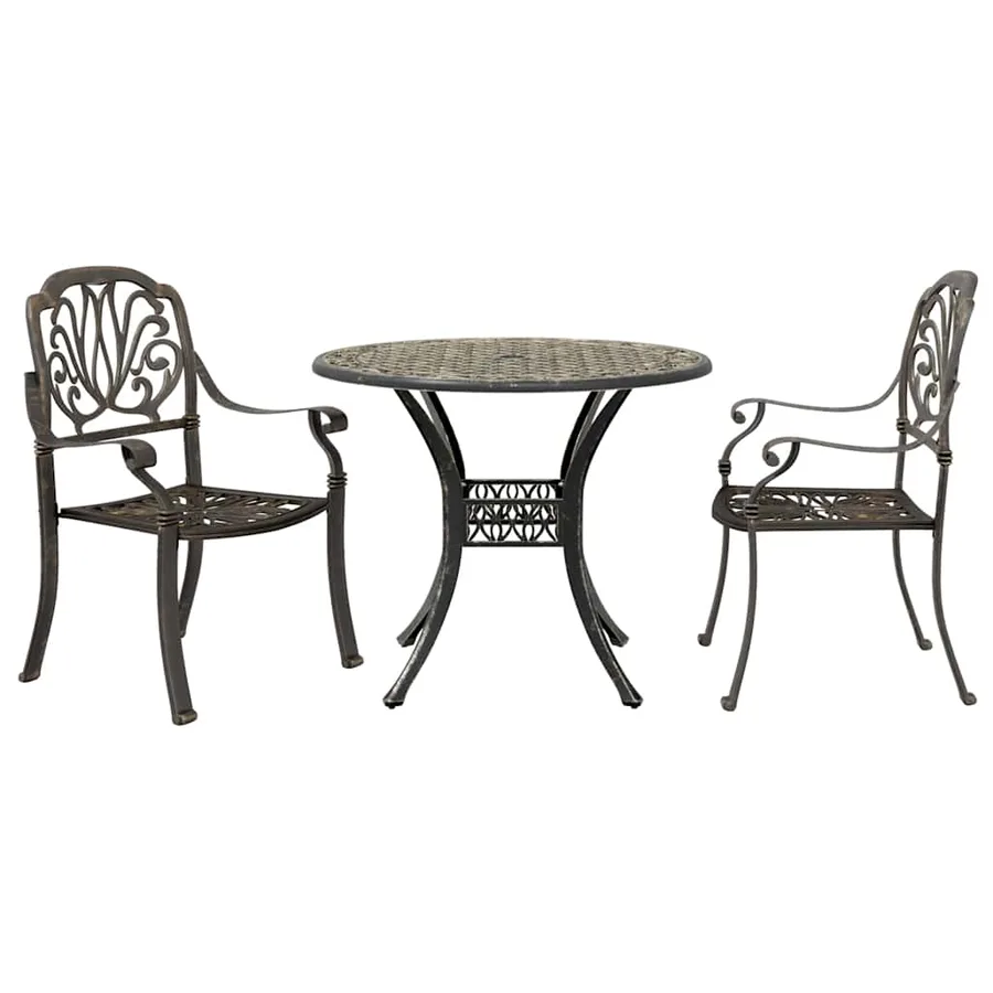 Ensemble de bistrot 3 pcs bronze aluminium coulé - 2