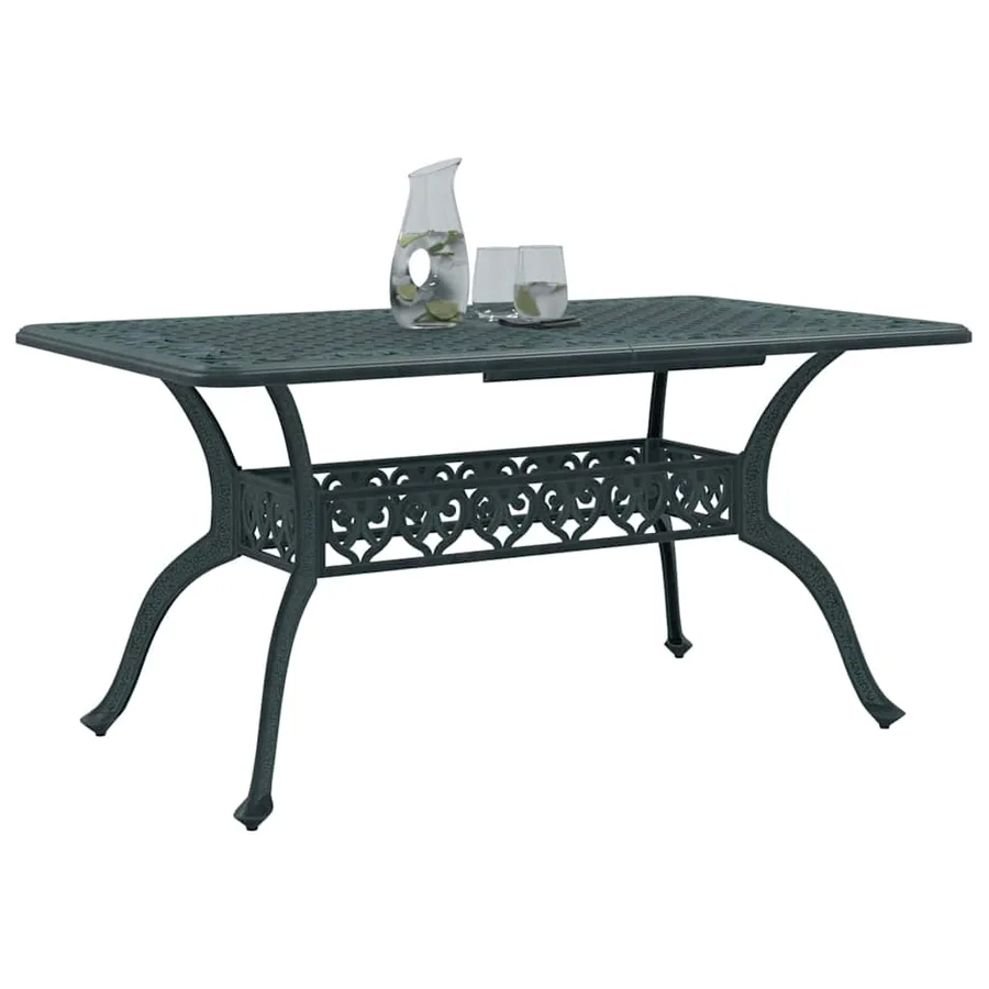 Table de jardin vert 150x90x72 cm aluminium coulé - 3