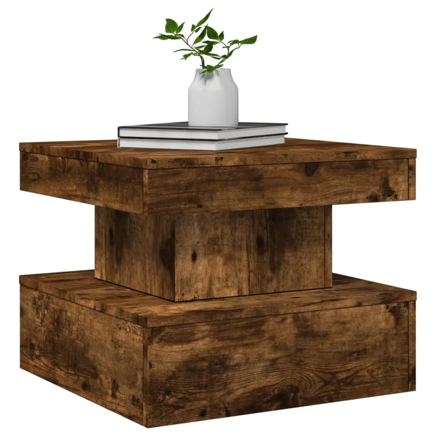 Table basse avec lumières LED chêne fumé 50x50x40 cm - 6