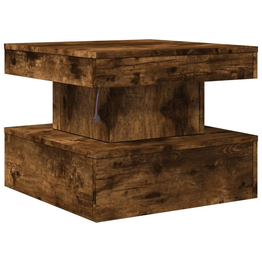 Table basse avec lumières LED chêne fumé 50x50x40 cm - 9
