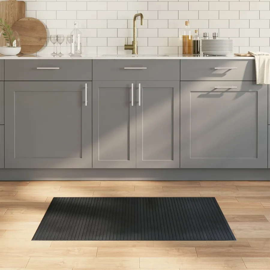 Tapis rectangulaire gris 60x100 cm bambou