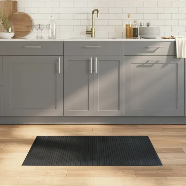 Tapis rectangulaire gris 60x100 cm bambou