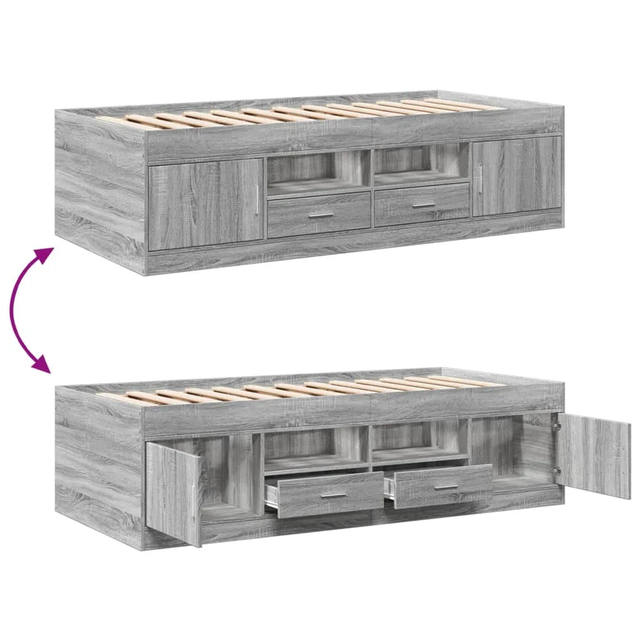 Lit de jour avec tiroirs sans matelas sonoma gris 90x200 cm - 7